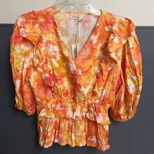 And The Why Women Floral Colorful Retro Layered Top Size Small New w/Tags